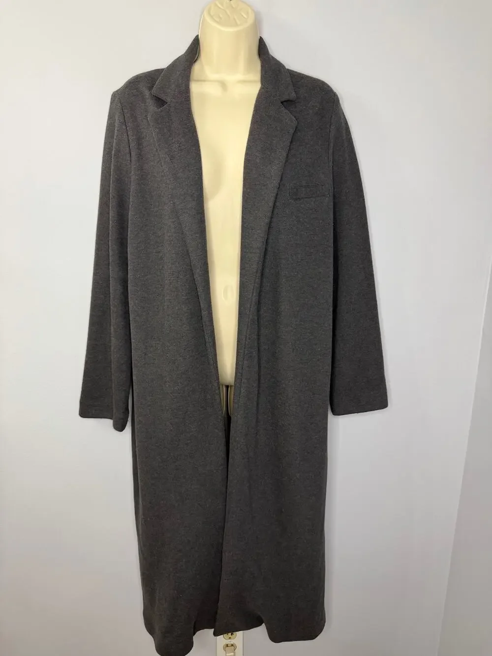 M. Martin Long Cardigan Duster Jacket Open Front Pockets Soft Sz M